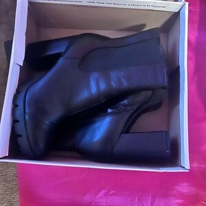 BAMBOO Black Heeled Ankle Boots